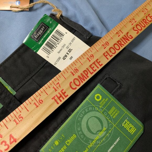 Haggar Renew Chino Straight Fit Pants 40W X 32L Dark Gray Cotton Blend NWT - Picture 10 of 12